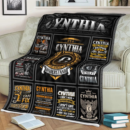 CYNTHIA Personalized Blanket | Custom Name Cozy Throw Gift 13K1-BK2