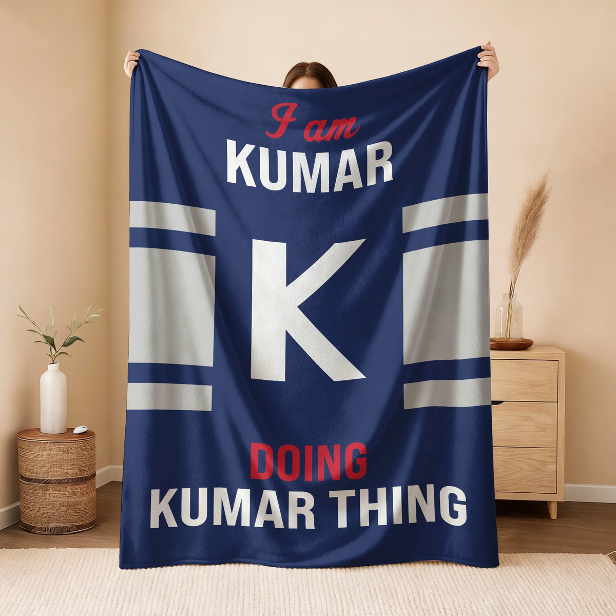 I'm Name Doing Name Things Navy Fleece Blanket KUMAR 13K1 BK51