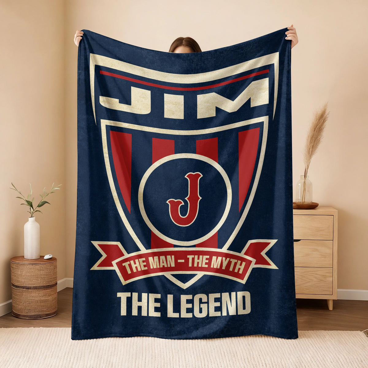 The Man The Myth The Legend Blue Burgundy Baseball Blanket JIM 13K1 BK18
