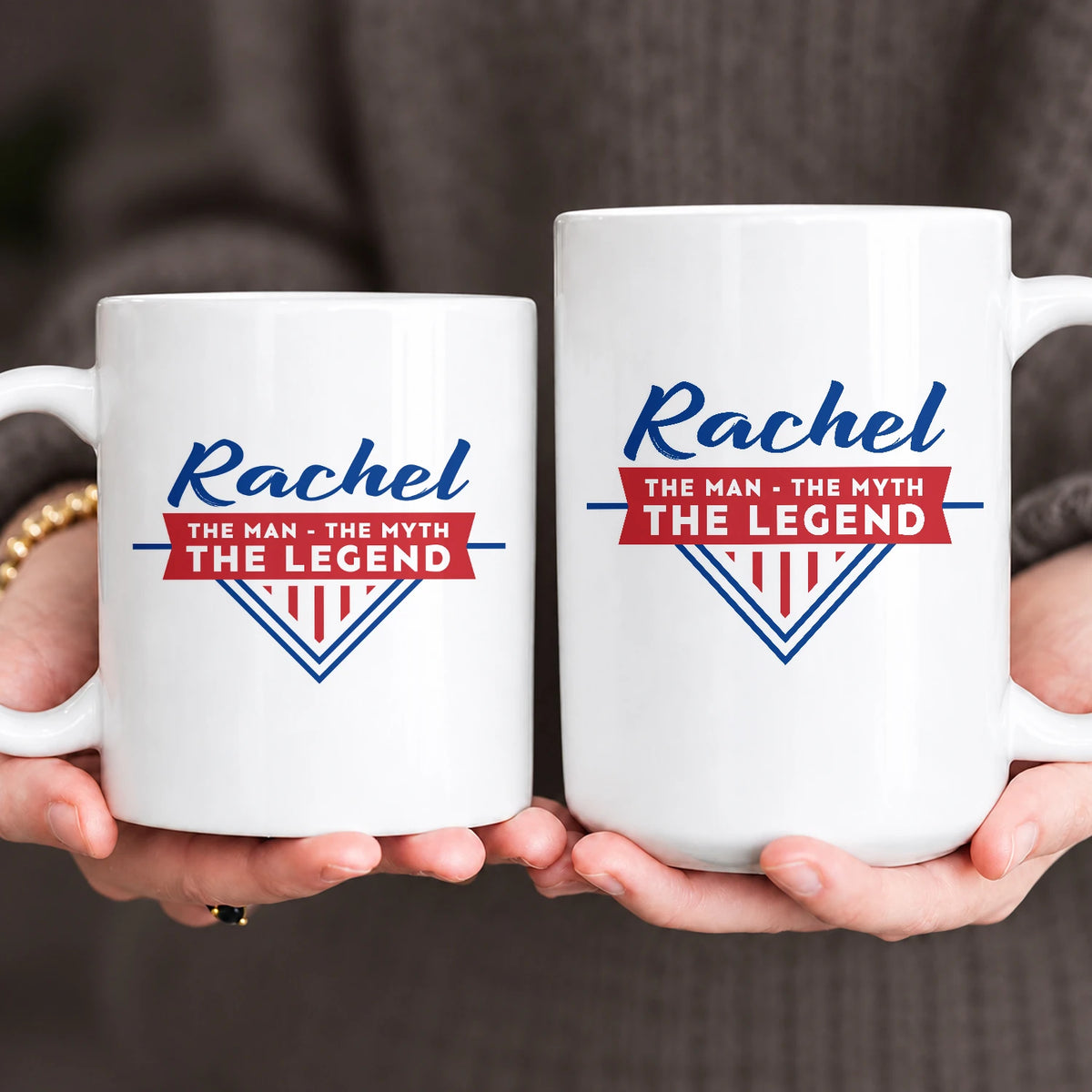 The Man The Myth The Legend Red And Blue Logo Mug RACHEL 13K1 MG34