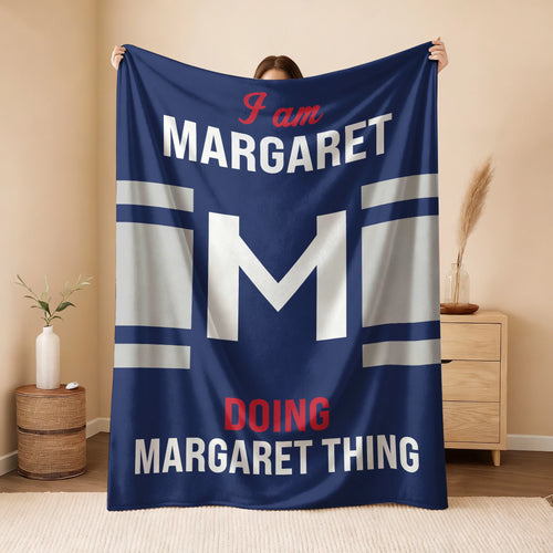 I'm Name Doing Name Things Navy Fleece Blanket MARGARET 13K1 BK51