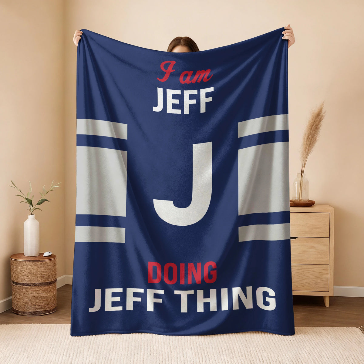 I'm Name Doing Name Things Navy Fleece Blanket JEFF 13K1 BK51