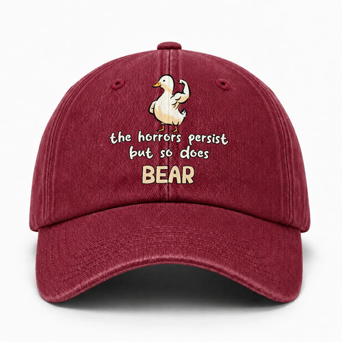 The Horrors Persist But So Does Your Name Funny Goose Burgundy Washed Cap BEAR 13K1 C126PF