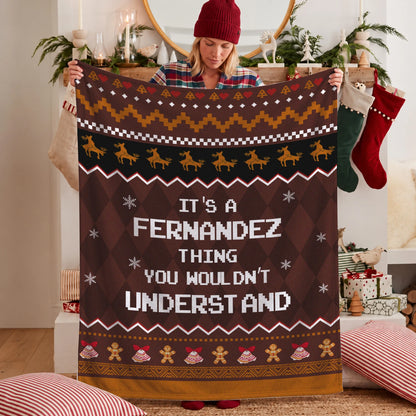 Your Name Thing Funny Deer Brown Christmas Fleece Blanket FERNANDEZ 13K1 BK27