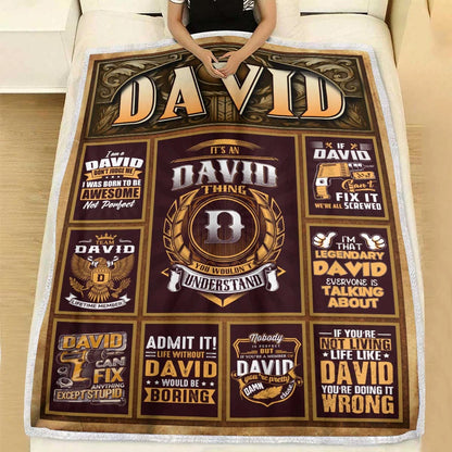 DAVID Personalized Blanket | Custom Name Cozy Throw Gift 13K1-BK4