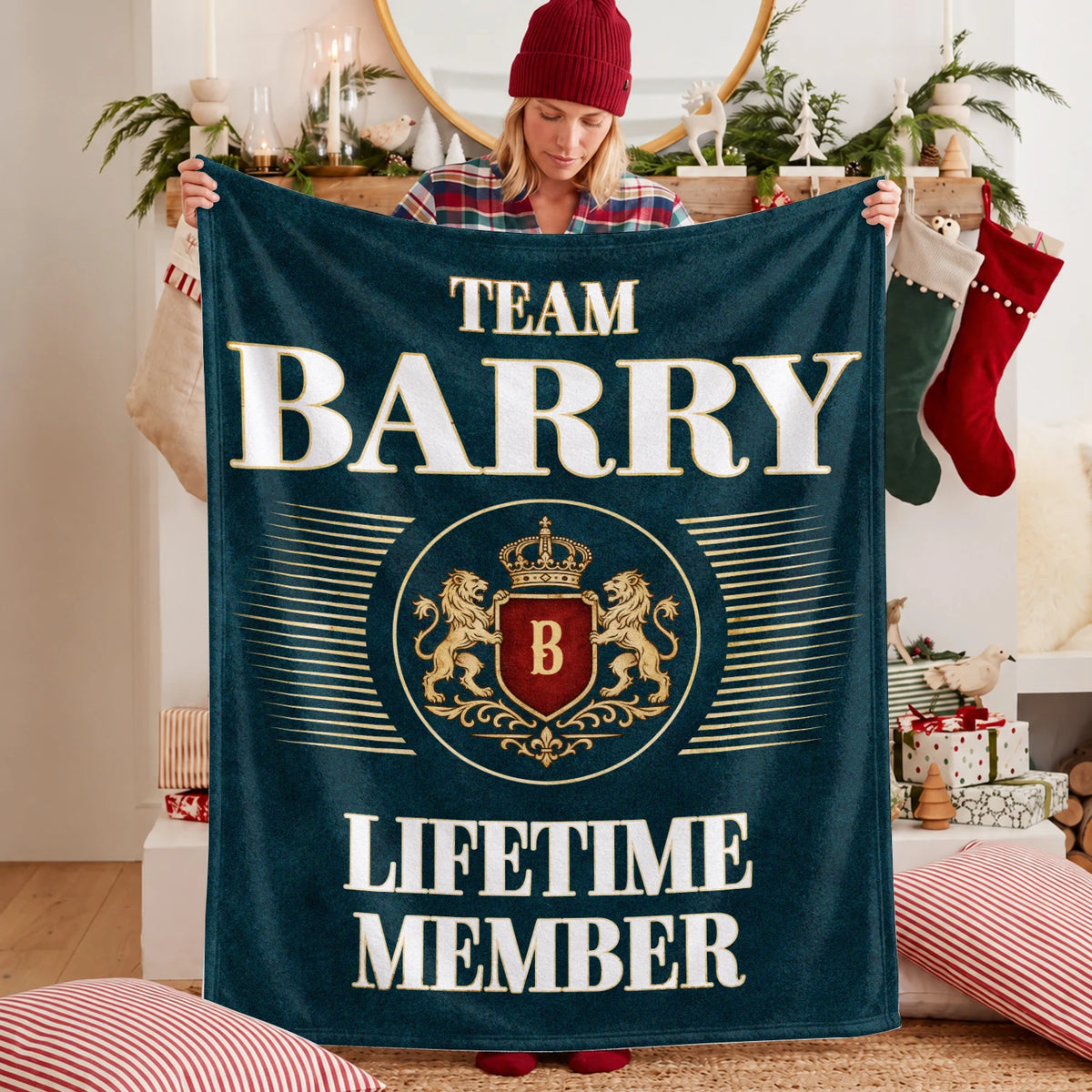 Team Your Name Lifetime Member Sage Green Fleece Blanket BARRY 13K1 BK42