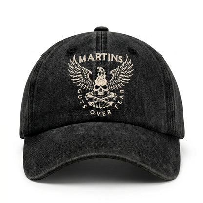 Your Name Guts Over Fear With Eagle And Skull Washed Cap MARTINS 13K1 C75PF