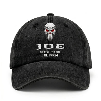 Your Name The Fear The Fate The Doom Skull Washed Cap JOE 13K1 C98PF