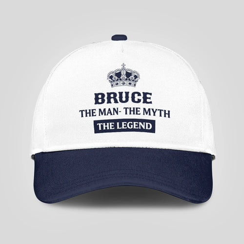 The Man The Myth The Legend King Crown Blue And White Cap BRUCE 13K1 C147PF