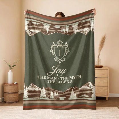 The Man The Myth The Legend Deer In Forest Brown Fleece Blanket JAY 13K1 BK10
