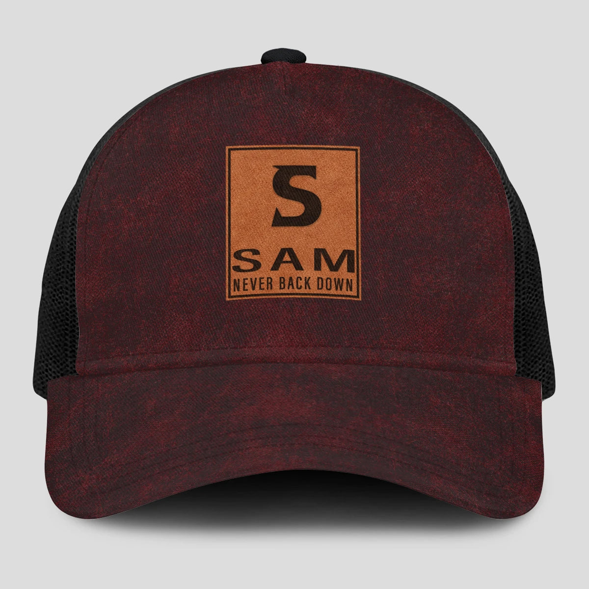 Never Back Down Burgundy And Black Mesh Cap SAM 13K1 C208PF