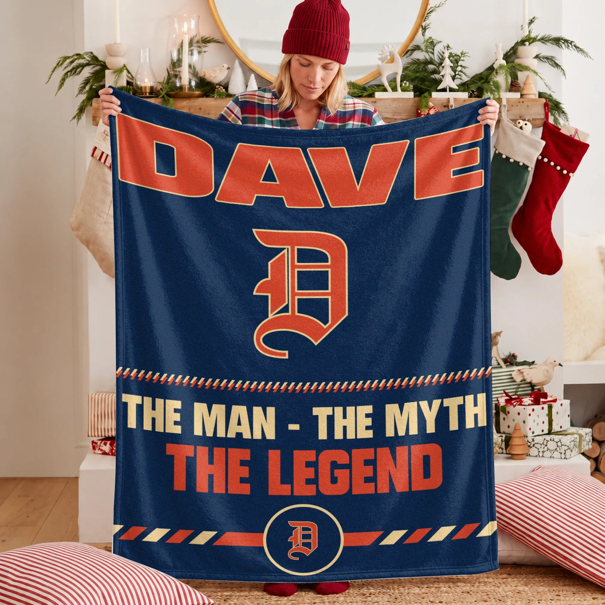 The Man The Myth The Legend Retro Fleece Blanket DAVE 13K1 BK53