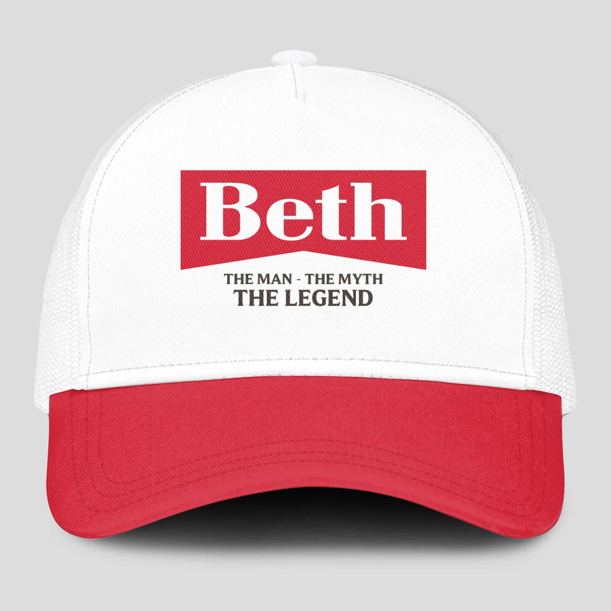 The Man The Myth The Legend Red And White Mesh Cap BETH 13K1 C197PF