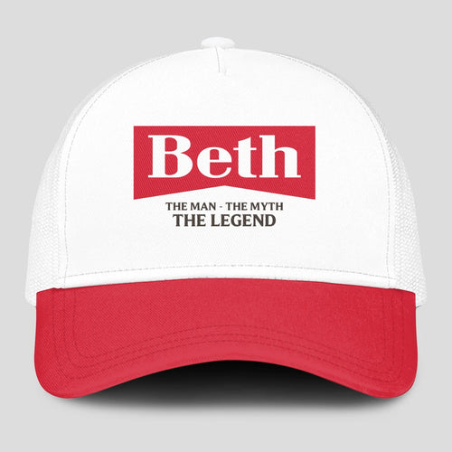 The Man The Myth The Legend Red And White Mesh Cap BETH 13K1 C197PF