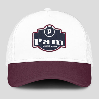 Trouble Maker Burgundy And White Funny Mesh Cap PAM 13K1 C201PF