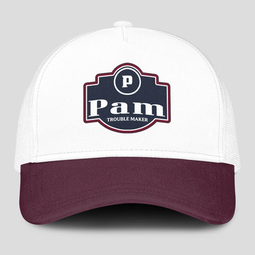 Trouble Maker Burgundy And White Funny Mesh Cap PAM 13K1 C201PF