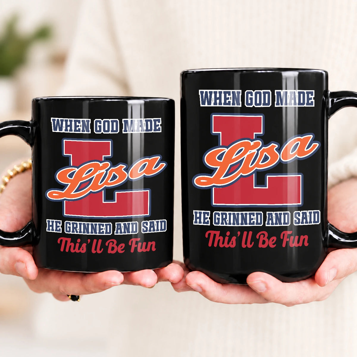 When God Made Your Name Personalized Baseball Mug LISA 13K1 MG07