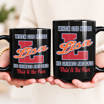When God Made Your Name Personalized Baseball Mug LISA 13K1 MG07