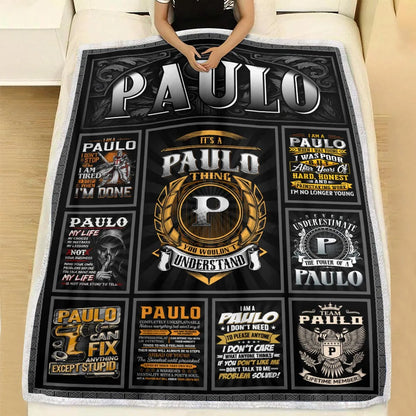 PAULO Personalized Blanket | Custom Name Cozy Throw Gift 13K1-BK2