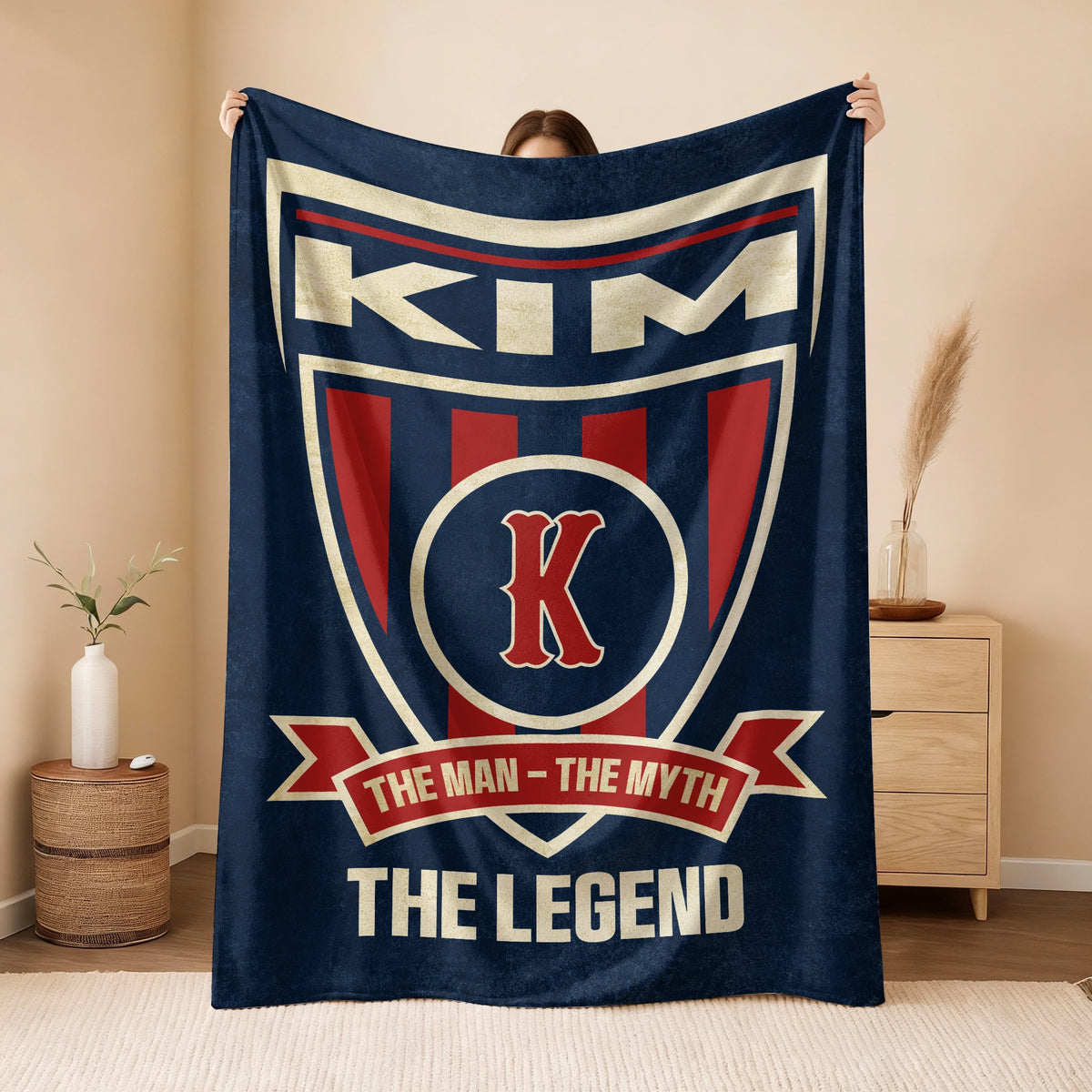 The Man The Myth The Legend Blue Burgundy Baseball Blanket KIM 13K1 BK18
