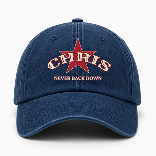 Never Back Down Western Blue Denim Cap CHRIS 13K1 C61PF