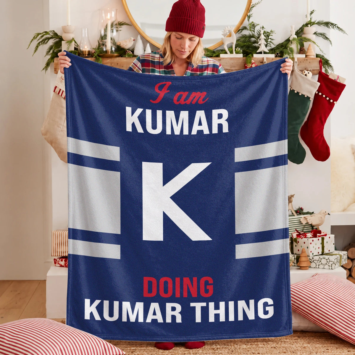 I'm Name Doing Name Things Navy Fleece Blanket KUMAR 13K1 BK51