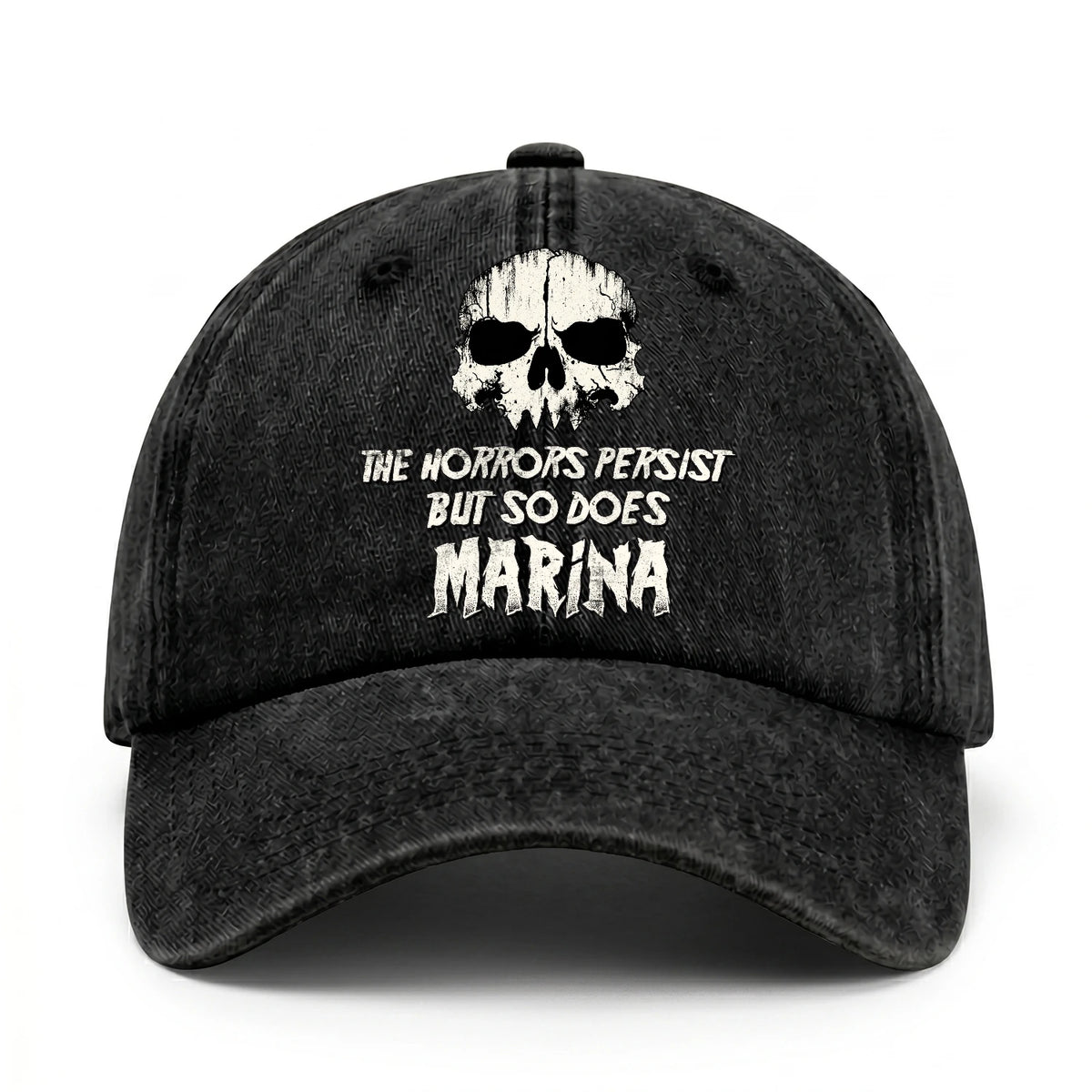 The Horrors Persist But So Does Your Name Cool Skull Washed Cap MARINA 13K1 C134PF