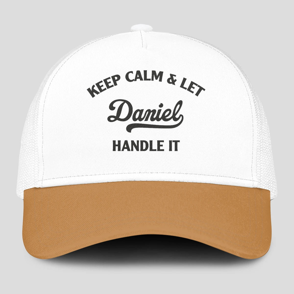 Keep Calm & Let Your Name Handle It Yellow And White Mesh Cap DANIEL 13K1 C205PF