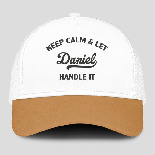 Keep Calm & Let Your Name Handle It Yellow And White Mesh Cap DANIEL 13K1 C205PF