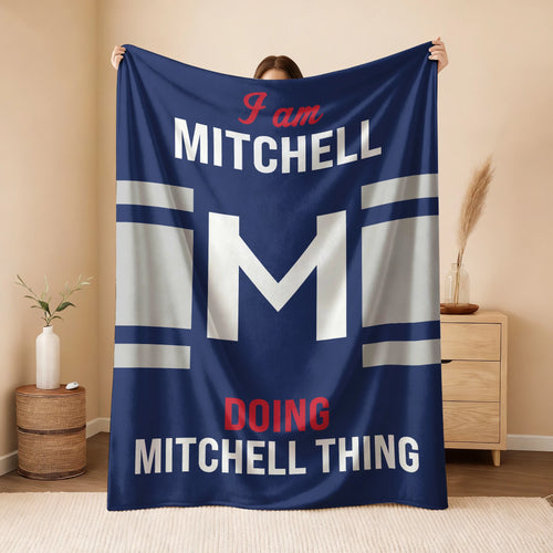I'm Name Doing Name Things Navy Fleece Blanket MITCHELL 13K1 BK51