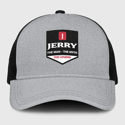 The Man The Myth The Legend Gray Mesh Cap JERRY 13K1 C189PF