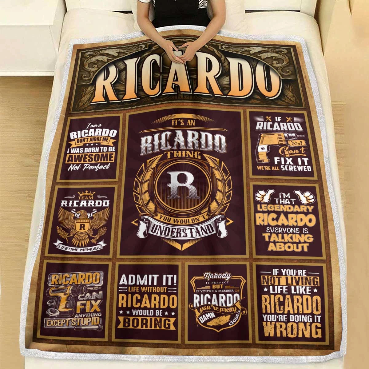 RICARDO Personalized Blanket | Custom Name Cozy Throw Gift 13K1-BK4