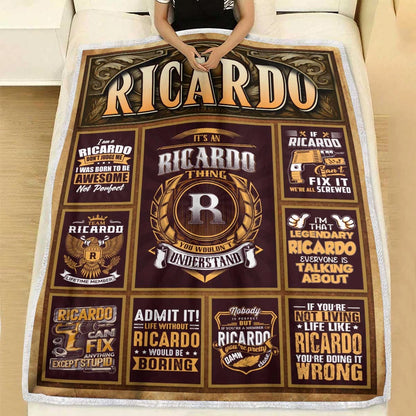 RICARDO Personalized Blanket | Custom Name Cozy Throw Gift 13K1-BK4