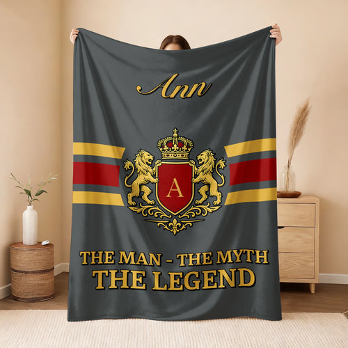 The Man The Myth The Legend Blue & Gold Fleece Blanket ANN 13K1 BK07