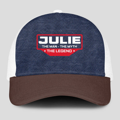 The Man The Myth The Legend Navy Brown And White Mesh Cap JULIE 13K1 C200PF