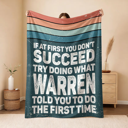 If At First You Don’t Succeed Retro Green Fleece Blanket WARREN 13K1 BK29