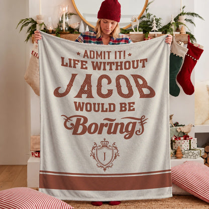 Life Without Your Name Would Be Boring Cream Terracotta Blanket JACOB 13K1 BK24
