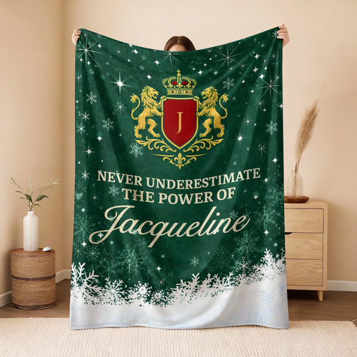 Never Underestimate Your Name Old Money Christmas Fleece Blanket JACQUELINE 13K1 BK26