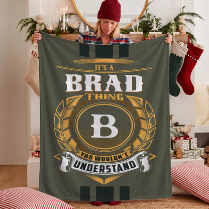 It's A Your Name Thing Olive Green Logo Fleece Blanket BRAD 13K1 BK31