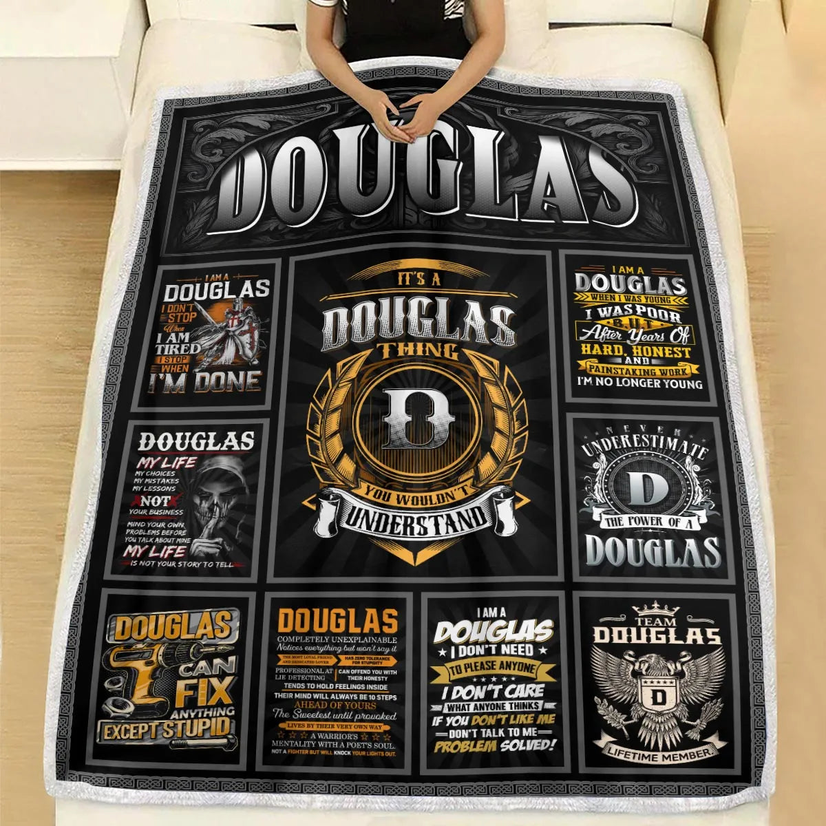 DOUGLAS Personalized Blanket | Custom Name Cozy Throw Gift 13K1-BK2