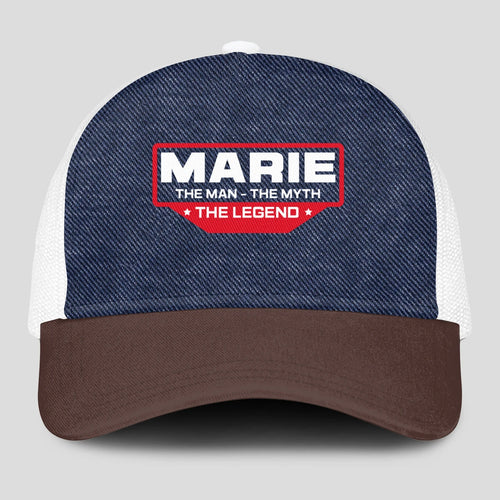 The Man The Myth The Legend Navy Brown And White Mesh Cap MARIE 13K1 C200PF