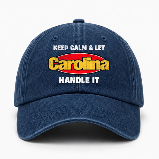 Keep Calm & Let Your Name Handle It Yellow And Red Logo Washed Cap CAROLINA 13K1 C172PF