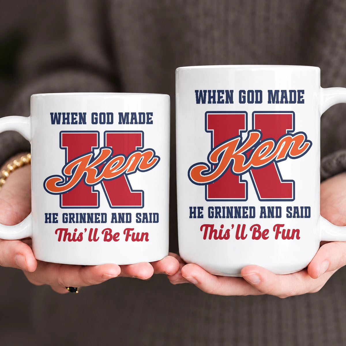 When God Made Your Name Personalized Baseball Mug KEN 13K1 MG07