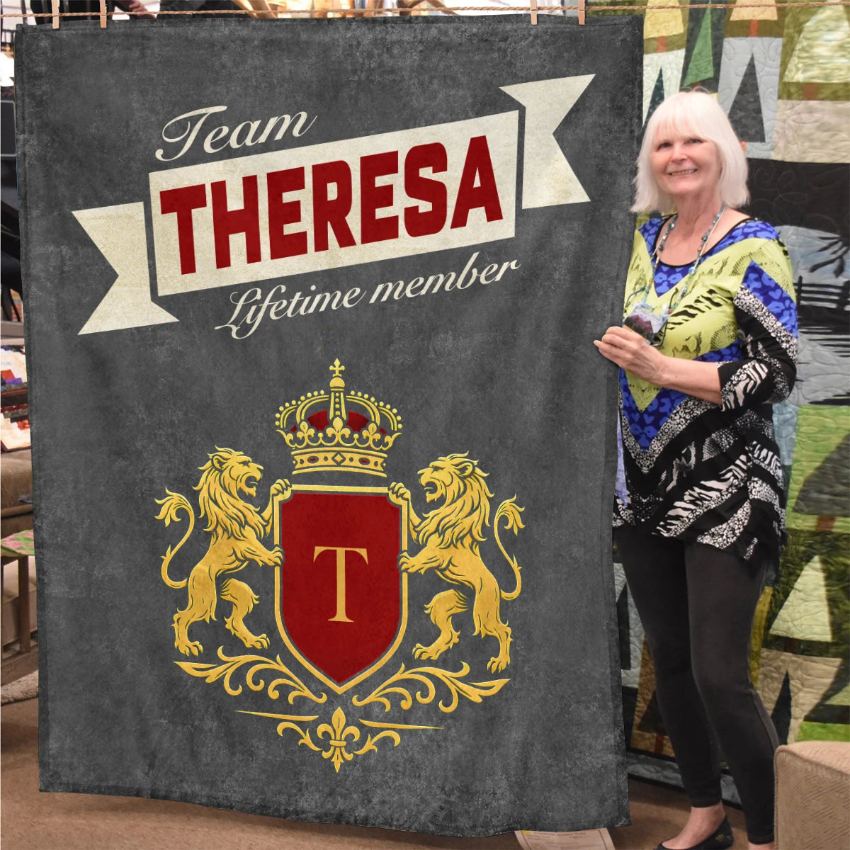 Team Your Name Lifetime Member Charcoal Blanket THERESA 13K1 BK20