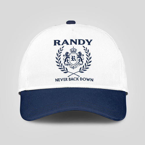 Never Back Down Blue And White Cap RANDY 13K1 C59PF