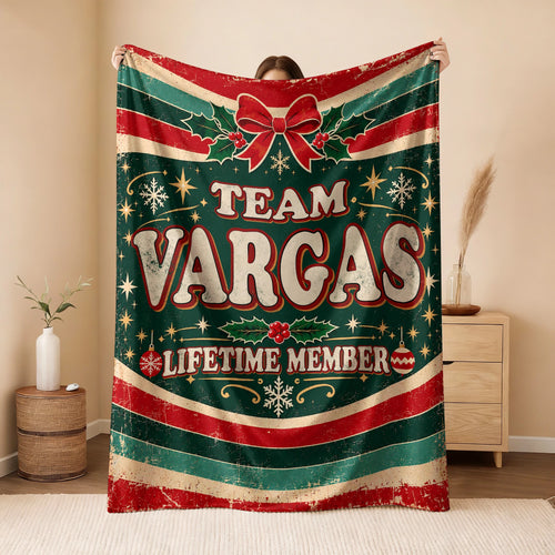Team Your Name Lifetime Member Christmas Fleece Blanket VARGAS 13K1 BK52
