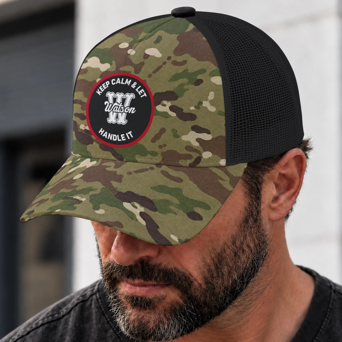 Keep Calm & Let Your Name Handle It Camo Mesh Cap WATSON 13K1 C209PF