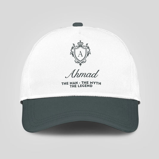 The Man The Myth The Legend Elegant Gray And White Cap AHMAD 13K1 C170PF