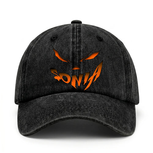 Your Name Jack O' Lantern Halloween Washed Cap SONIA 13K1 C100PF