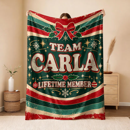 Team Your Name Lifetime Member Christmas Fleece Blanket CARLA 13K1 BK52
